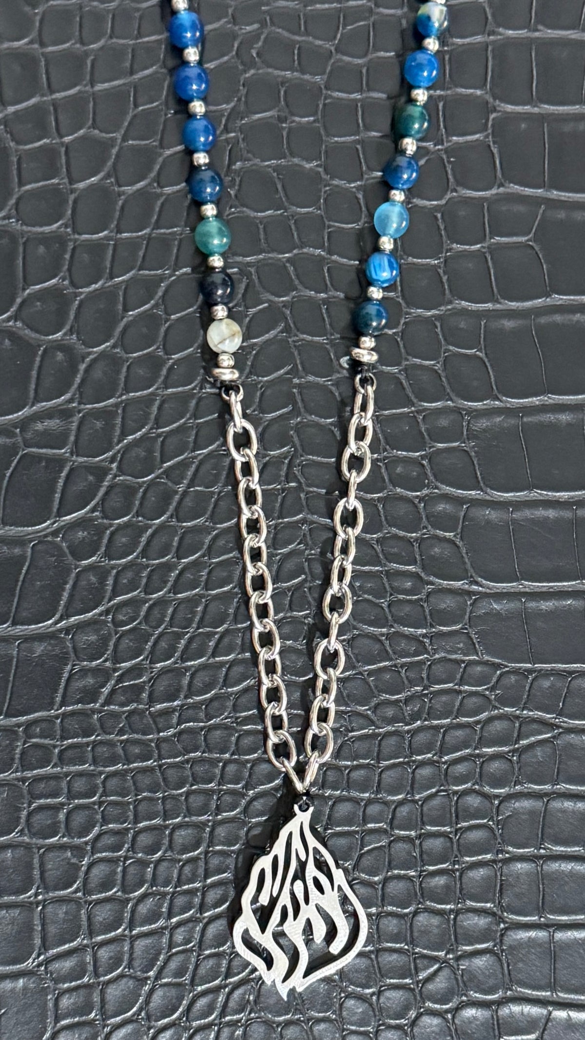 Necklace Fire Pearl Blue
