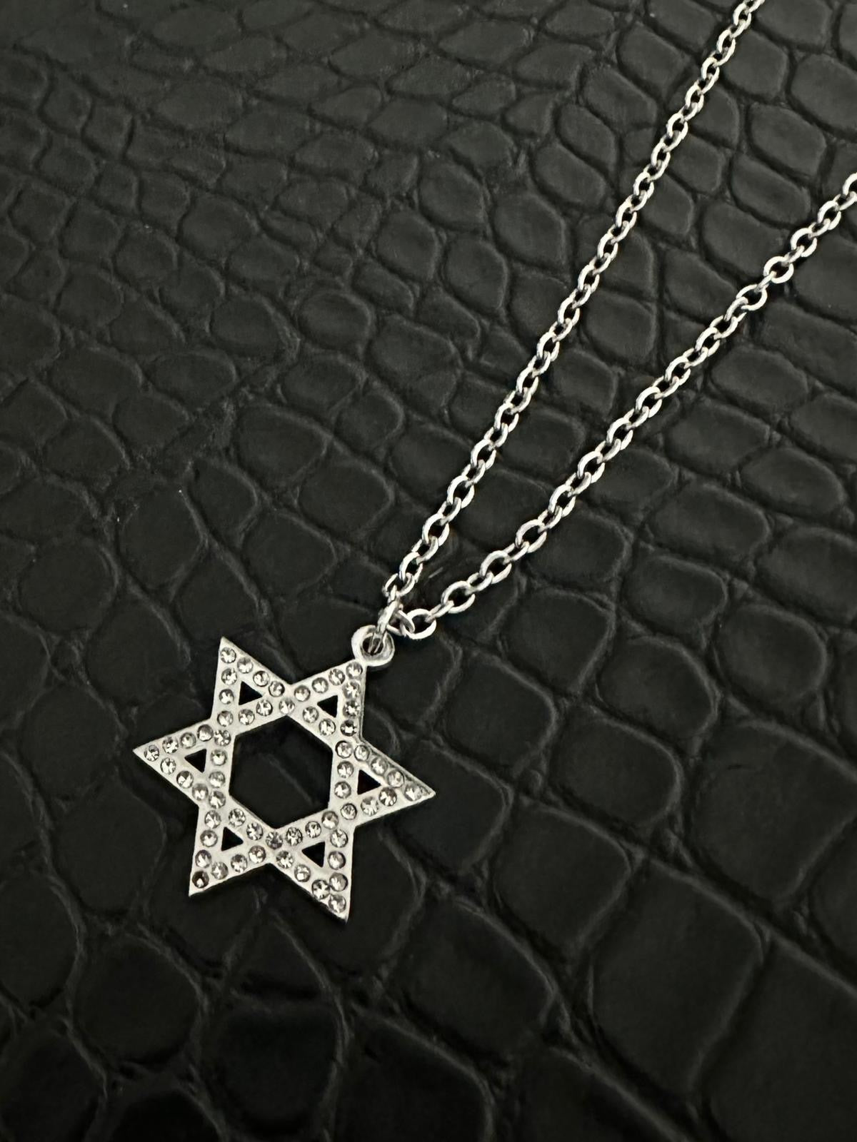 Silver-colored diamond Star of David