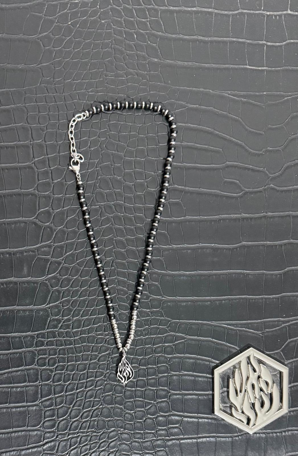 FLAME DUO : BRACELET / COLLIER Black & silver