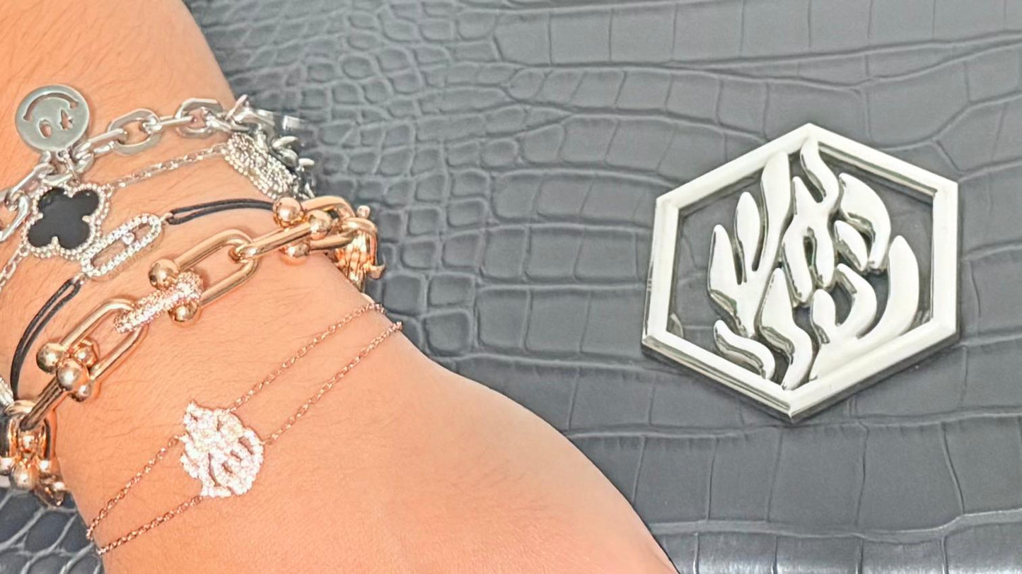 Double diamond flame bracelet, rose gold.