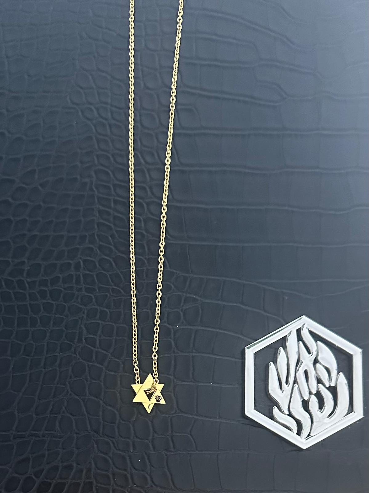 Double triangle Magen David, gold color.