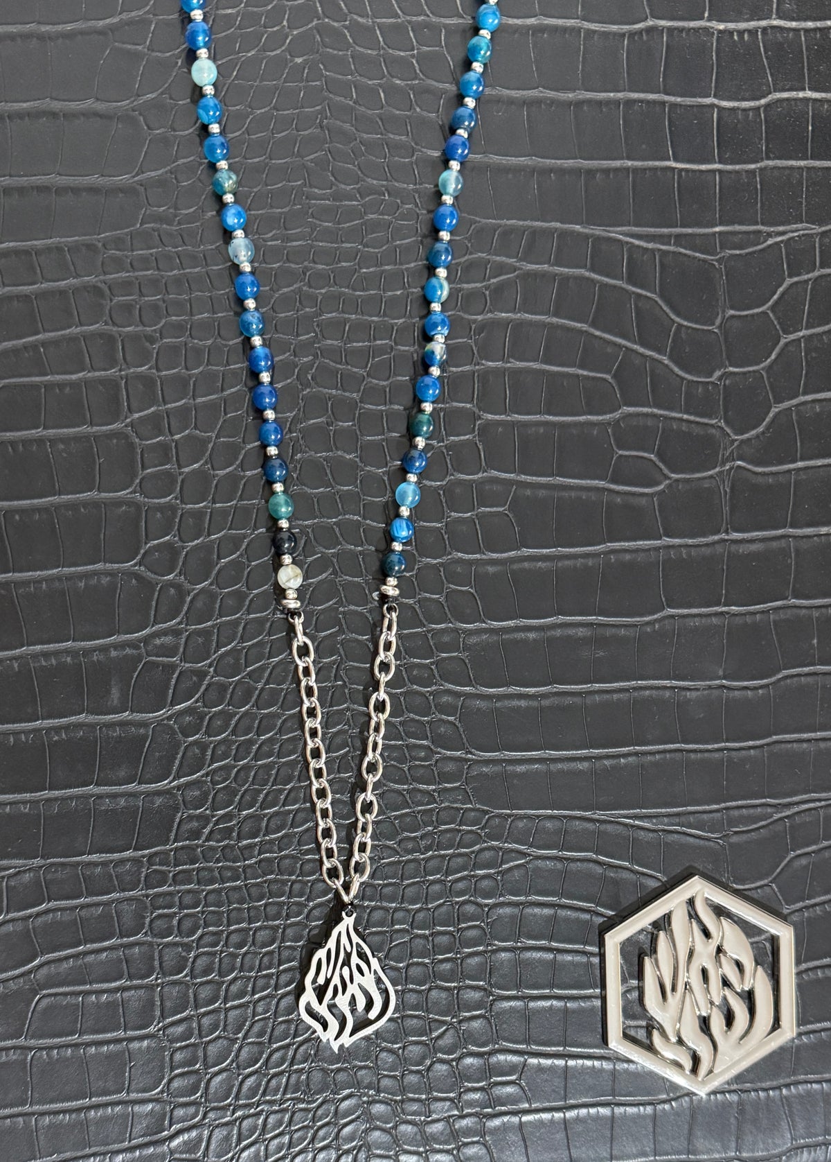 Necklace Fire Pearl Blue