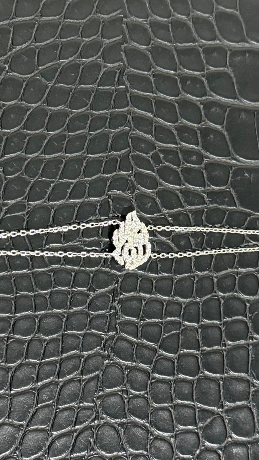 Double diamond flame silver bracelet