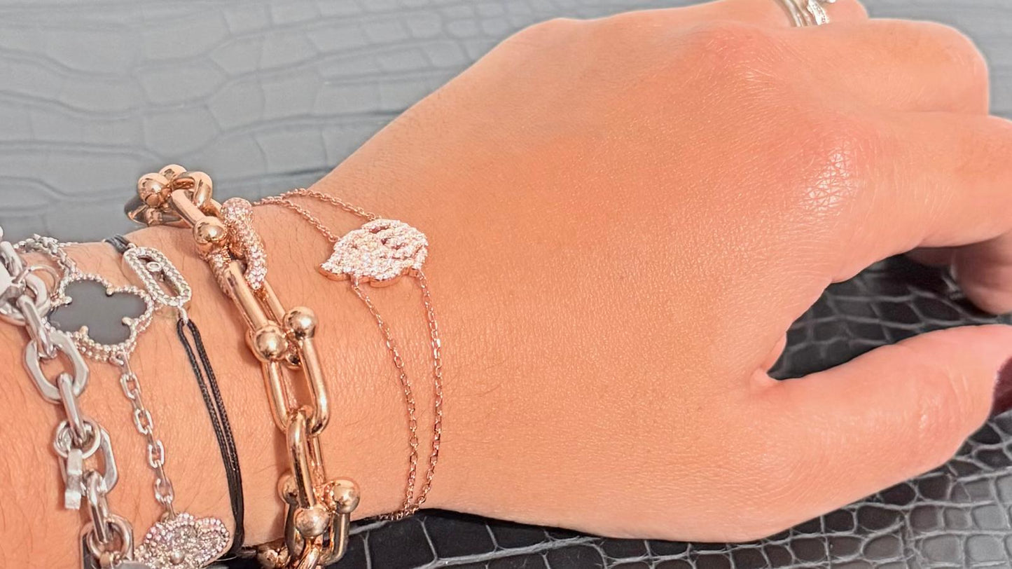 Double diamond flame bracelet, rose gold.