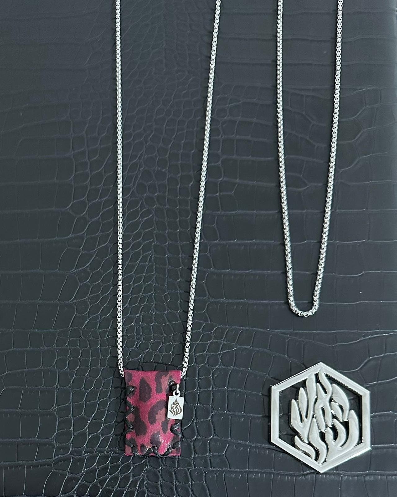 Petek Breslev Pink Leopard safari necklace jewish