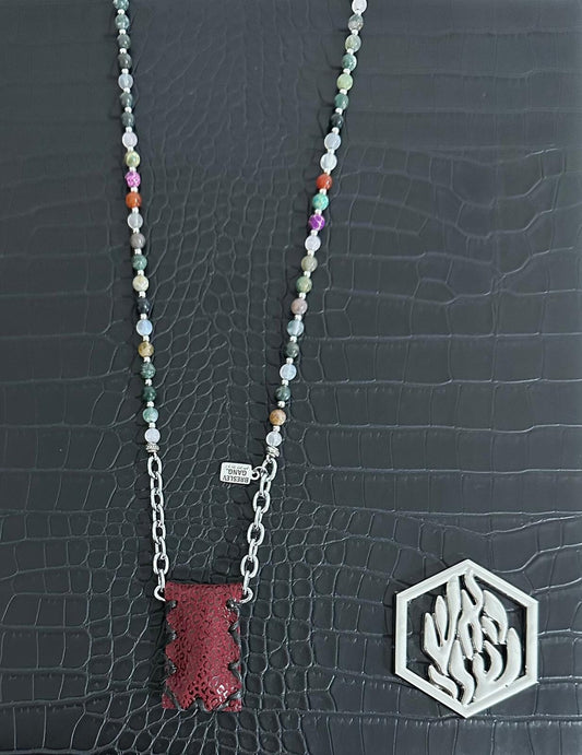 Petek Safari Burgundy Breslev necklace jewish